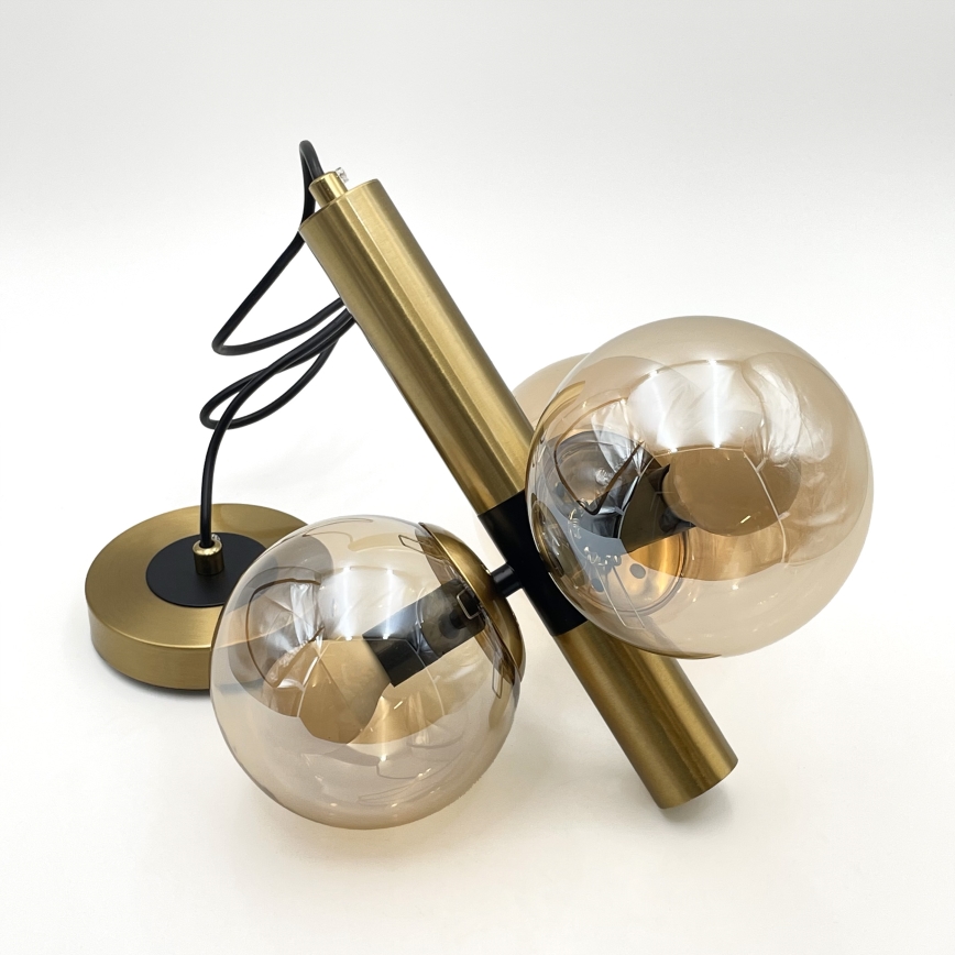 Candeeiro suspenso ROLLO 3xE14/5W/230V dourado/fumado bege