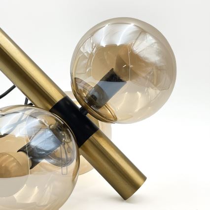 Candeeiro suspenso ROLLO 3xE14/5W/230V dourado/fumado bege