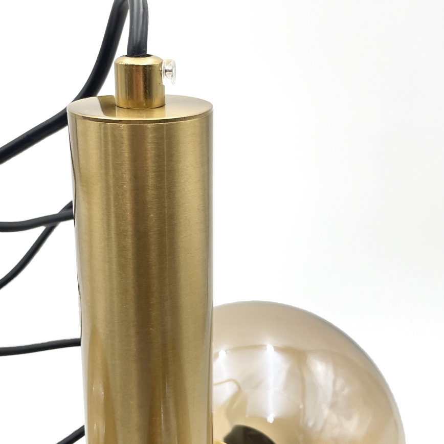 Candeeiro suspenso ROLLO 3xE14/5W/230V dourado/fumado bege