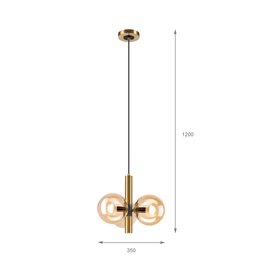 Candeeiro suspenso ROLLO 3xE14/5W/230V dourado/fumado bege