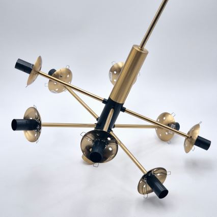 Candeeiro suspenso ROLLO 8xE14/5W/230V dourado/fumado bege