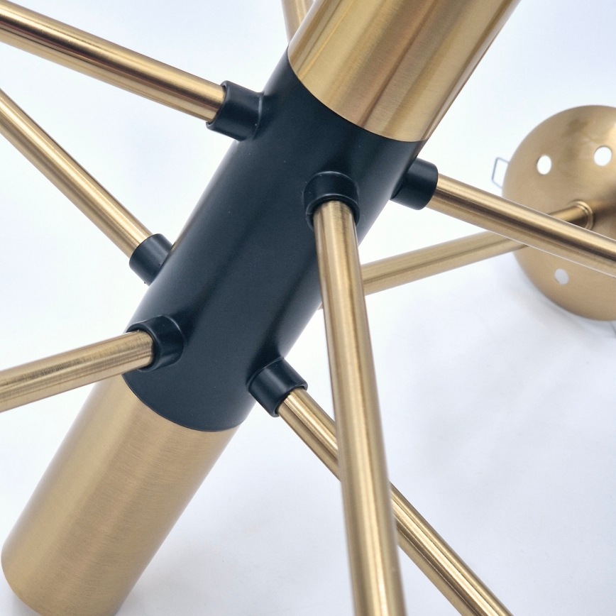 Candeeiro suspenso ROLLO 8xE14/5W/230V dourado/fumado bege