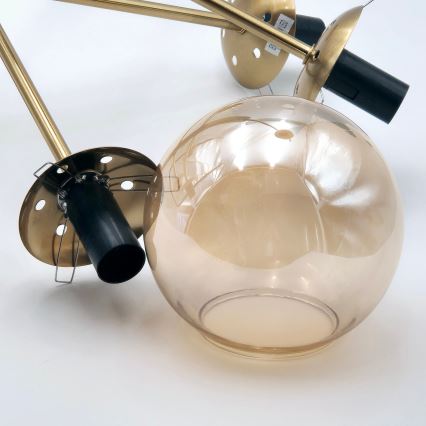 Candeeiro suspenso ROLLO 8xE14/5W/230V dourado/fumado bege