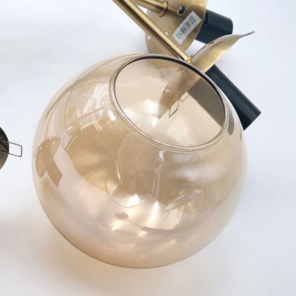 Candeeiro suspenso ROLLO 8xE14/5W/230V dourado/fumado bege