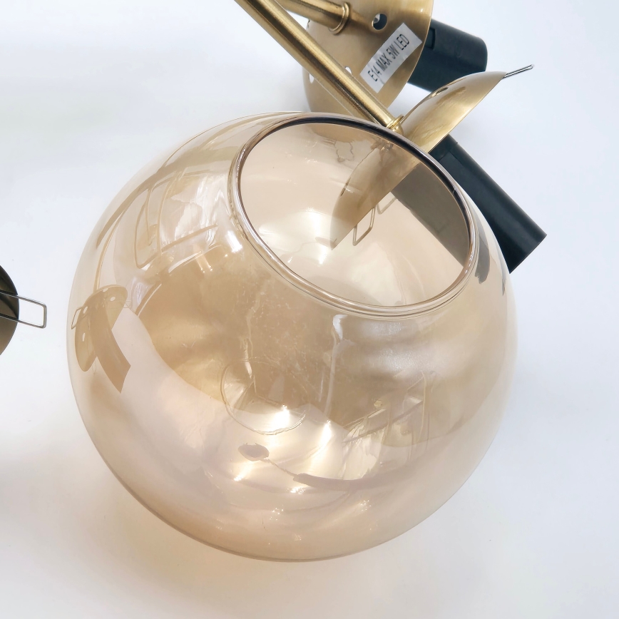 Candeeiro suspenso ROLLO 8xE14/5W/230V dourado/fumado bege