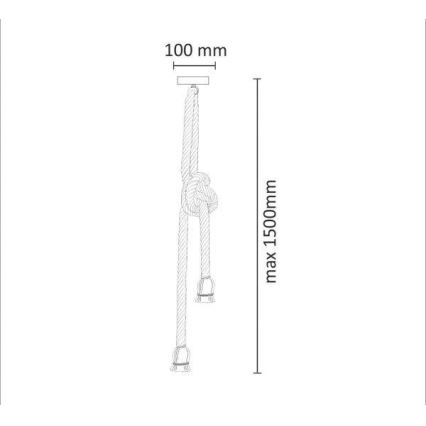 Candeeiro suspenso ROPE 2xE27/12W/230V