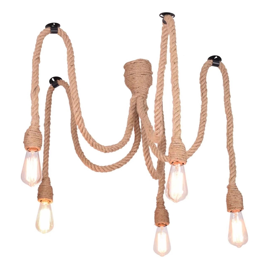 Candeeiro suspenso ROPE CASA 5xE27/12W/230V aranha