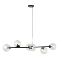 Candeeiro suspenso ROSSI 6xE14/10W/230V preto/transparente