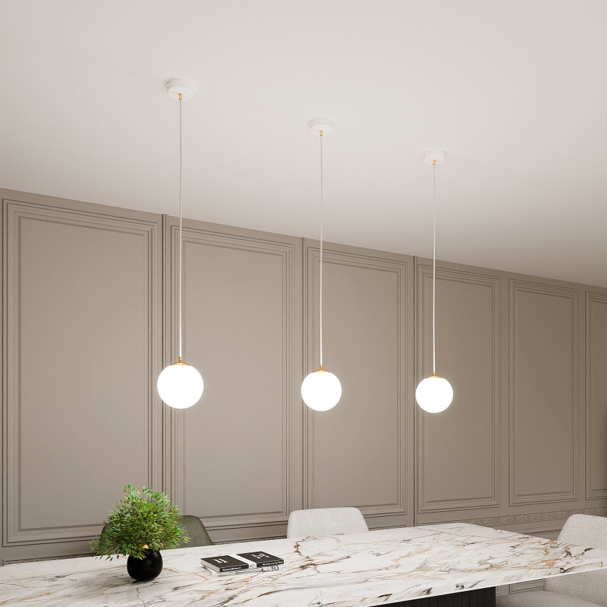 Candeeiro suspenso ROYAL 1xE14/10W/230V diâmetro 14 cm branco