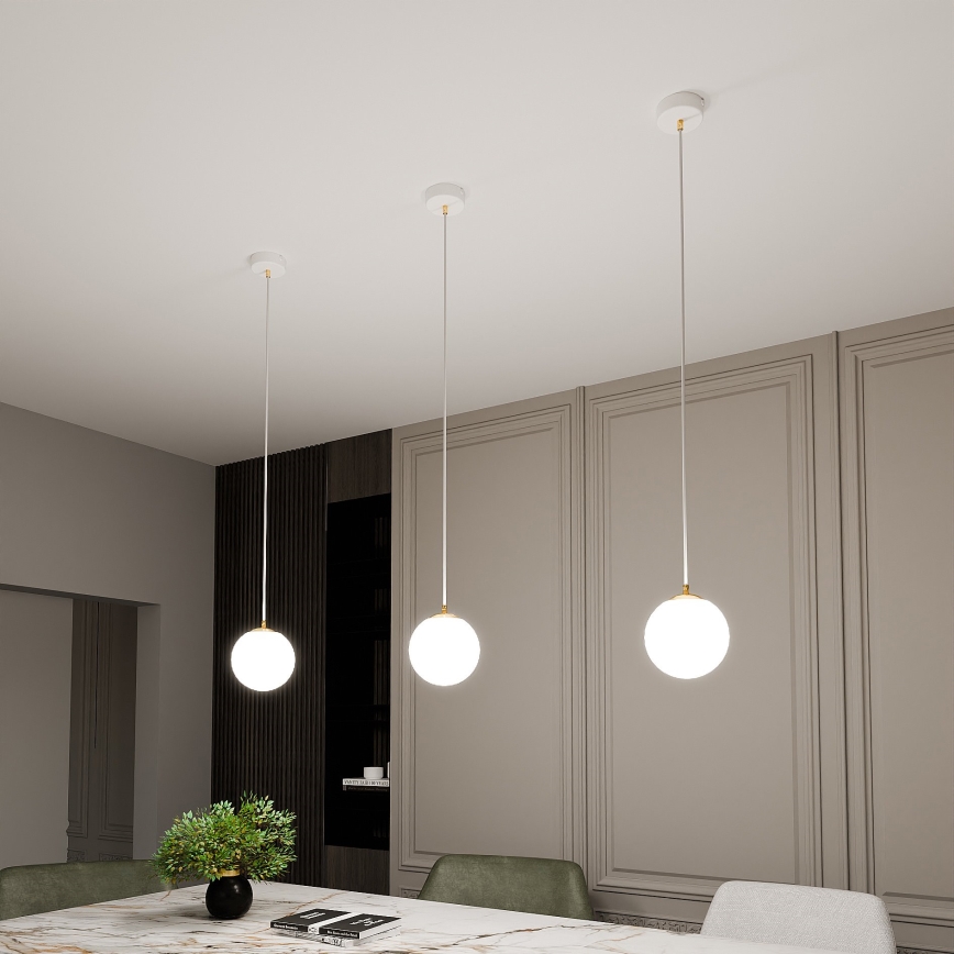 Candeeiro suspenso ROYAL 1xE14/10W/230V diâmetro 14 cm branco