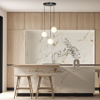 Candeeiro suspenso ROYAL 3xE14/10W/230V diâmetro 30 cm preto