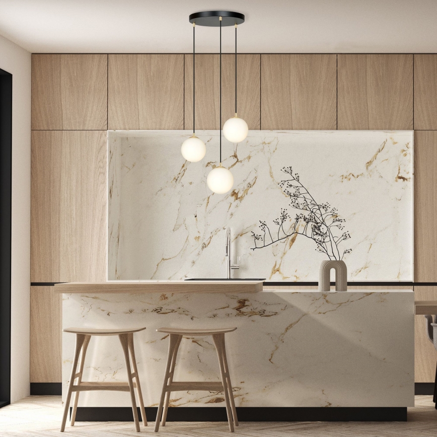 Candeeiro suspenso ROYAL 3xE14/10W/230V diâmetro 30 cm preto