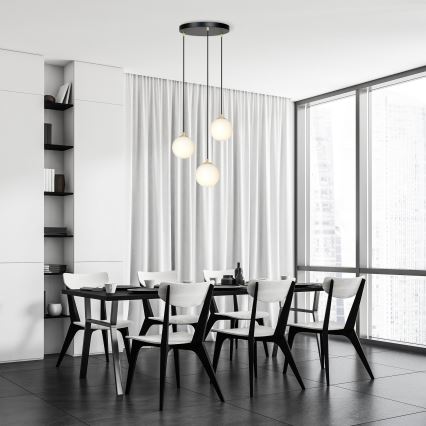 Candeeiro suspenso ROYAL 3xE14/10W/230V diâmetro 30 cm preto