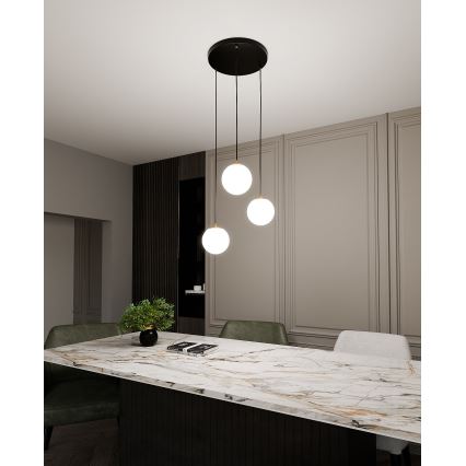 Candeeiro suspenso ROYAL 3xE14/10W/230V diâmetro 30 cm preto