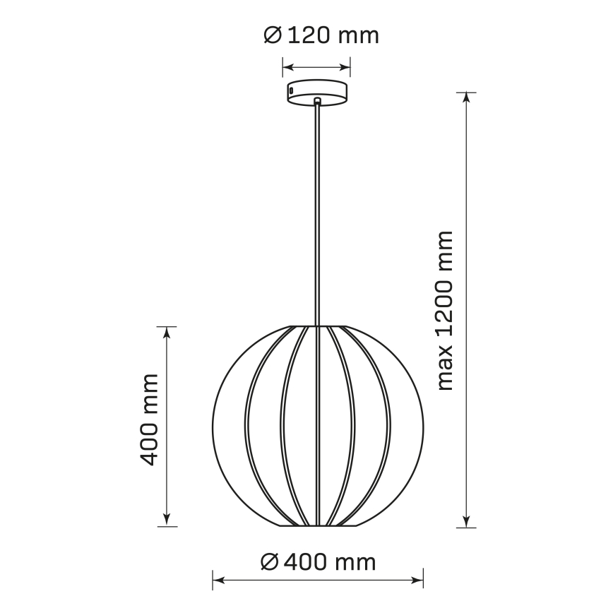 Candeeiro suspenso SENSAI 1xE27/20W/230V diâmetro 40 cm preto