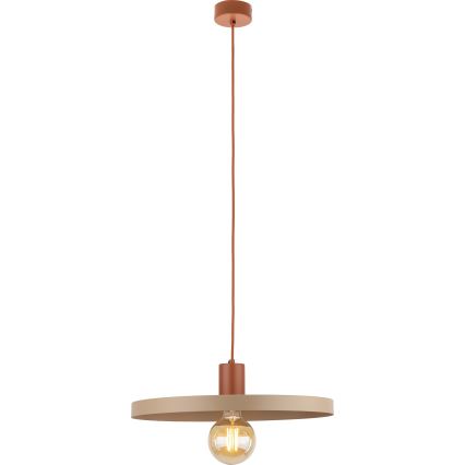 Candeeiro suspenso SILA 1xE27/15W/230V diâmetro 40 cm bege/tijolo