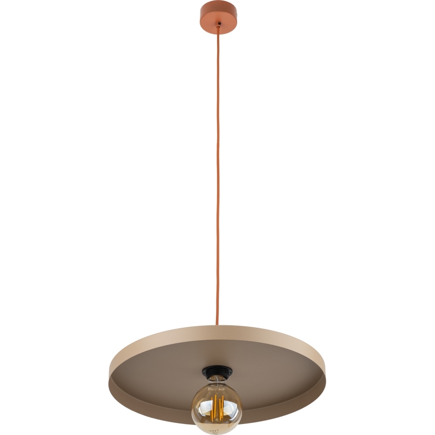 Candeeiro suspenso SILA 1xE27/15W/230V diâmetro 40 cm bege/tijolo