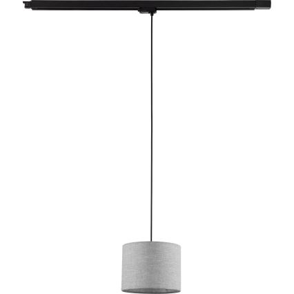 Candeeiro suspenso para sistema de carril trifásico TRACER 1xE27/15W/230V diâmetro 20 cm preto/cinzento
