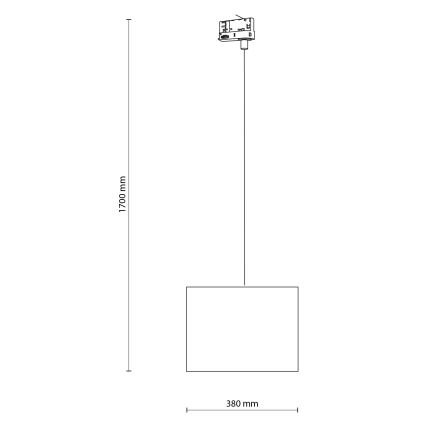 Candeeiro suspenso para sistema de carril trifásico TRACER 1xE27/15W/230V diâmetro 38 cm preto/cinzento