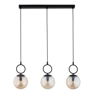 Candeeiro suspenso SITRO 3xE14/10W/230V preto/fumado bege