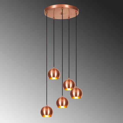 Candeeiro suspenso SIVANI 5xE27/40W/230V cobre