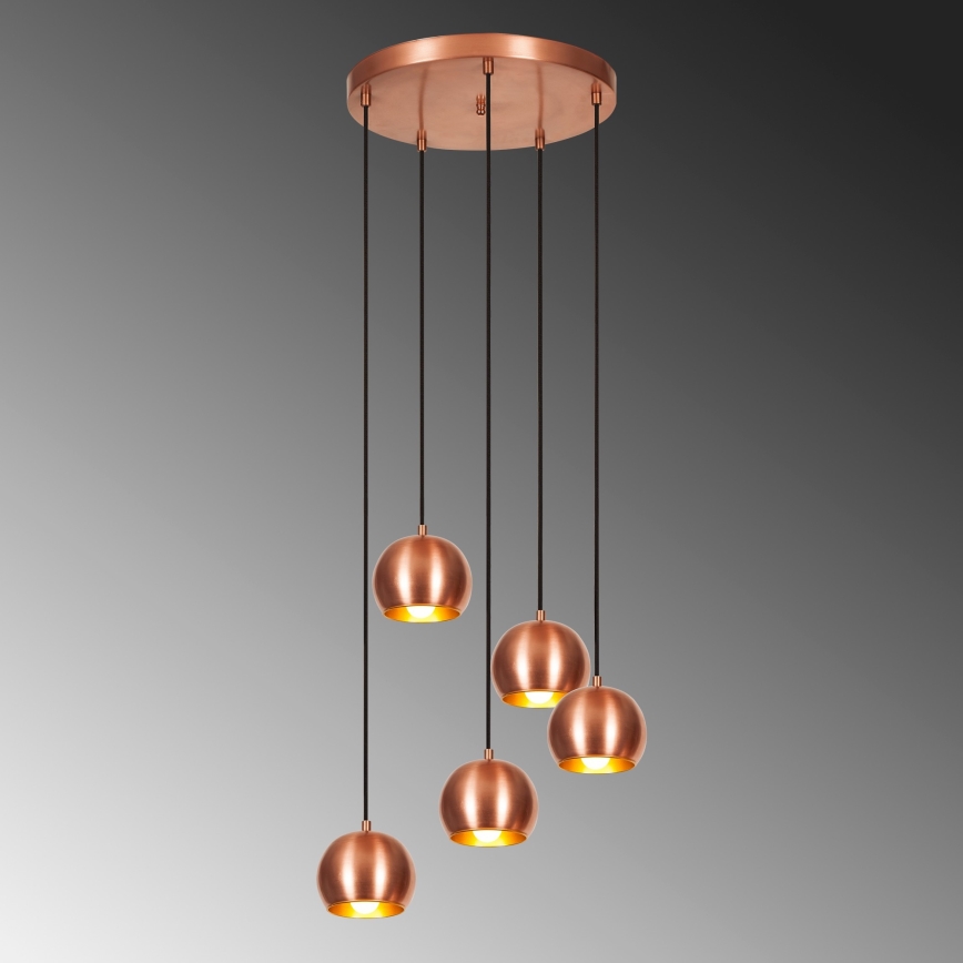 Candeeiro suspenso SIVANI 5xE27/40W/230V cobre