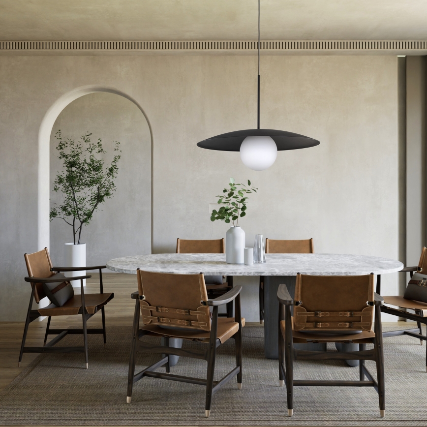 Candeeiro suspenso SLATE 1xE27/15W/230V diâmetro 65 cm preto