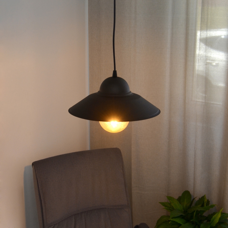 Candeeiro suspenso SORAPIS 1xE27/15W/230V preto