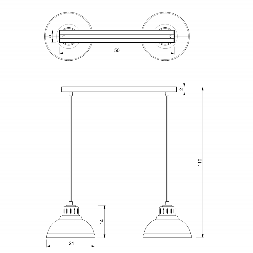 Candeeiro suspenso SVEN 2xE27/15W/230V branco