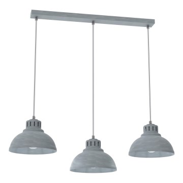 Candeeiro suspenso SVEN 3xE27/15W/230V cinzento