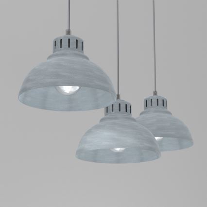 Candeeiro suspenso SVEN 3xE27/15W/230V cinzento