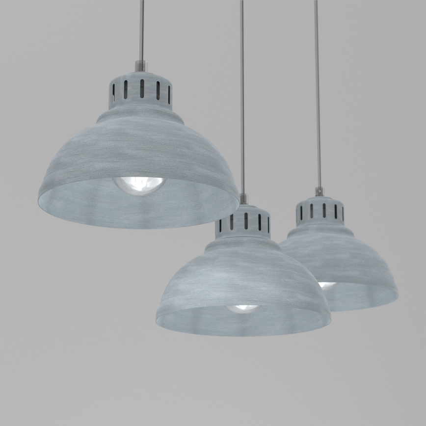 Candeeiro suspenso SVEN 3xE27/15W/230V cinzento