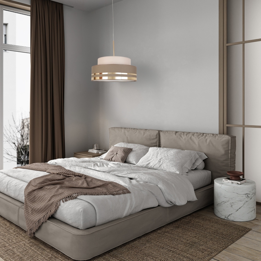 Candeeiro suspenso TAMI 1xE27/60W/230V diâmetro 40 cm bege/castanho/dourado