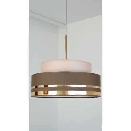 Candeeiro suspenso TAMI 1xE27/60W/230V diâmetro 40 cm bege/castanho/dourado