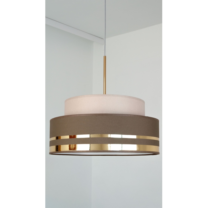 Candeeiro suspenso TAMI 1xE27/60W/230V diâmetro 40 cm bege/castanho/dourado