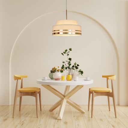 Candeeiro suspenso TAMI 1xE27/60W/230V diâmetro 40 cm bege/dourado
