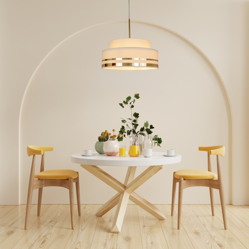 Candeeiro suspenso TAMI 1xE27/60W/230V diâmetro 40 cm bege/dourado