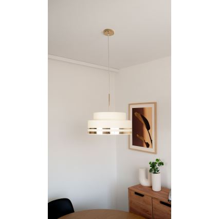 Candeeiro suspenso TAMI 1xE27/60W/230V diâmetro 40 cm bege/dourado