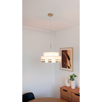 Candeeiro suspenso TAMI 1xE27/60W/230V diâmetro 40 cm bege/dourado