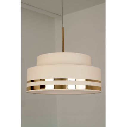 Candeeiro suspenso TAMI 1xE27/60W/230V diâmetro 40 cm bege/dourado