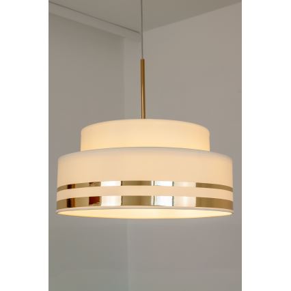 Candeeiro suspenso TAMI 1xE27/60W/230V diâmetro 40 cm bege/dourado