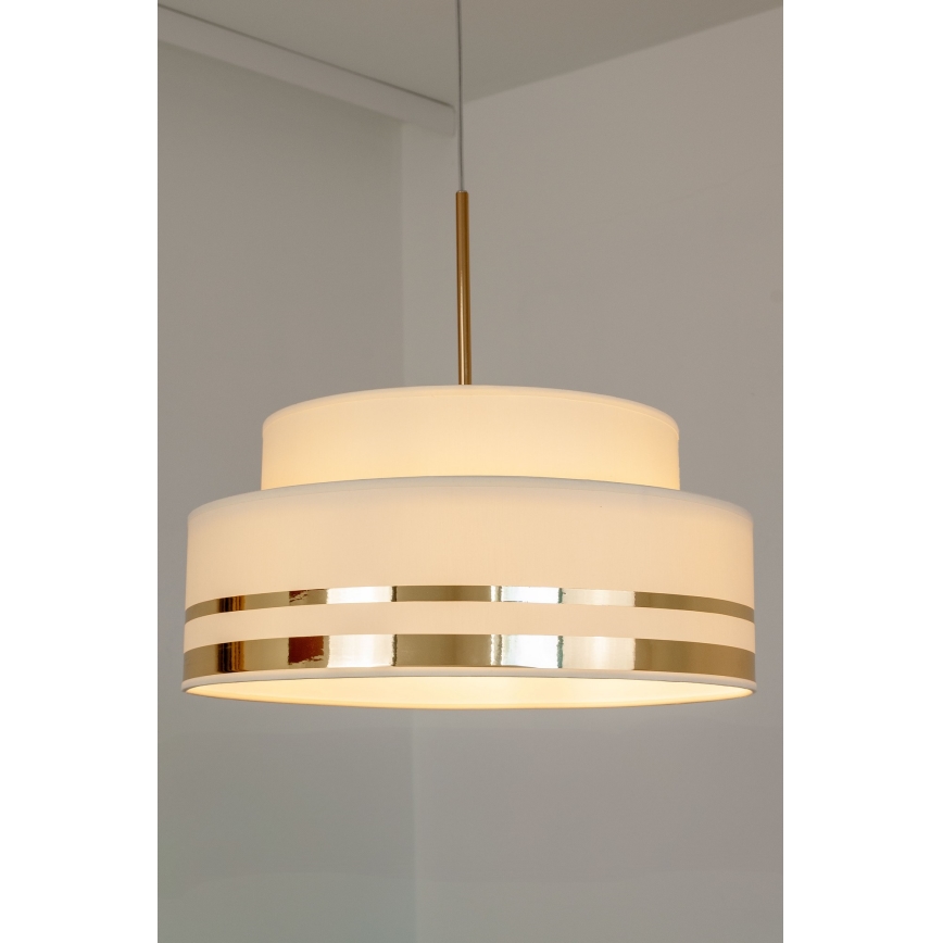 Candeeiro suspenso TAMI 1xE27/60W/230V diâmetro 40 cm bege/dourado