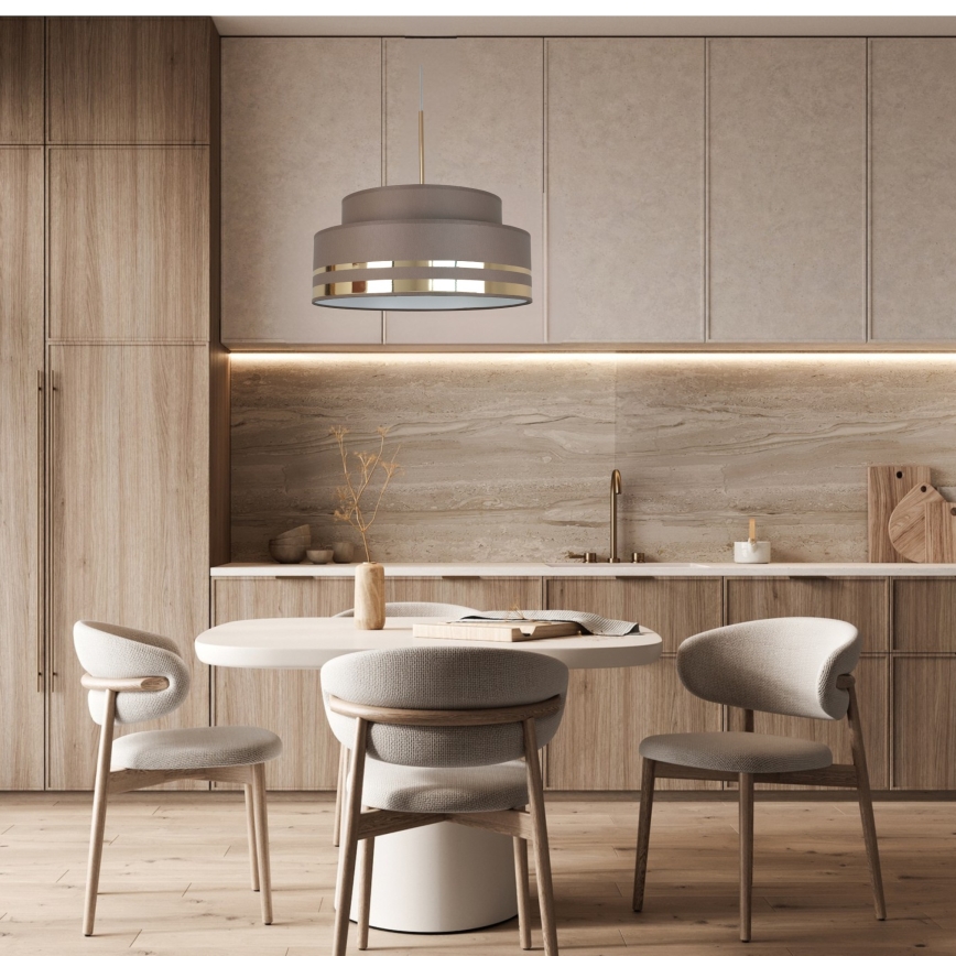 Candeeiro suspenso TAMI 1xE27/60W/230V diâmetro 40 cm castanho/dourado