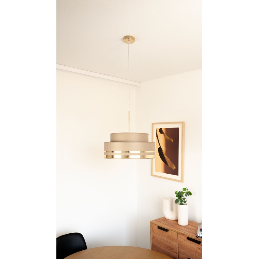 Candeeiro suspenso TAMI 1xE27/60W/230V diâmetro 40 cm castanho/dourado