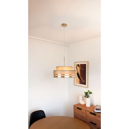 Candeeiro suspenso TAMI 1xE27/60W/230V diâmetro 40 cm castanho/dourado