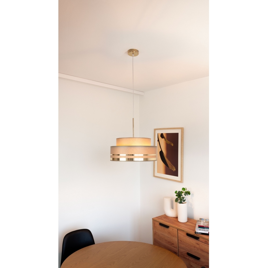Candeeiro suspenso TAMI 1xE27/60W/230V diâmetro 40 cm castanho/dourado