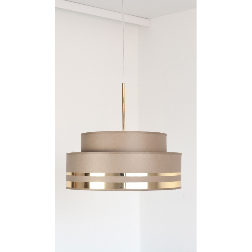 Candeeiro suspenso TAMI 1xE27/60W/230V diâmetro 40 cm castanho/dourado