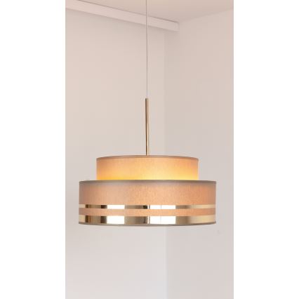Candeeiro suspenso TAMI 1xE27/60W/230V diâmetro 40 cm castanho/dourado