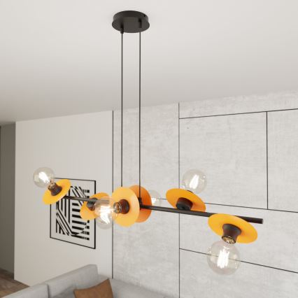 Candeeiro suspenso TOKEN 6xE27/15W/230V laranja