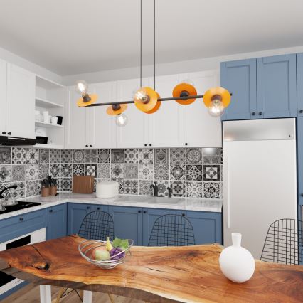 Candeeiro suspenso TOKEN 6xE27/15W/230V laranja